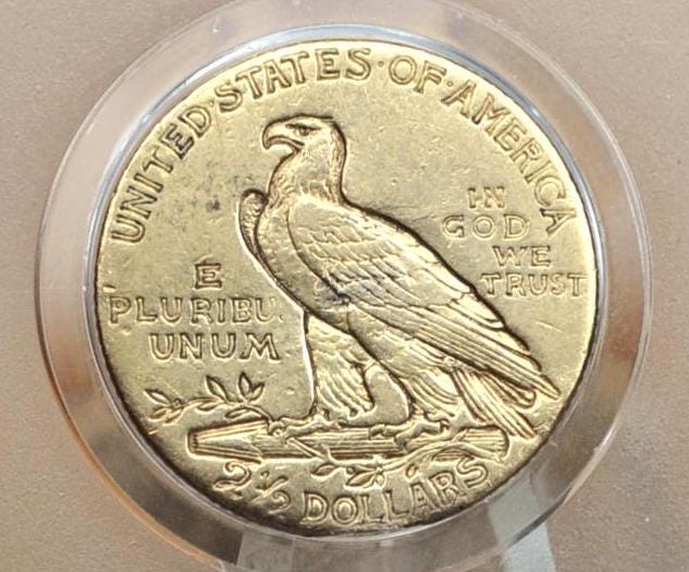 1911 2.5 Dollar Gold Coin, XF Beautiful Coin, Two and a Half Dollar Gold 1911 Indian Head Gold Quarter Eagle, Affordable, Historic Coin Type - Image 4