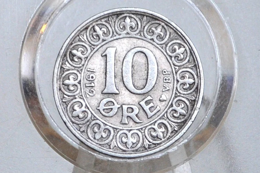 1912 10 Ore Denmark Silver - AU Condition - Frederick VIII - Danmark Ten Ore 1912, Great Coin for a Collection, High Grade - - Image 2