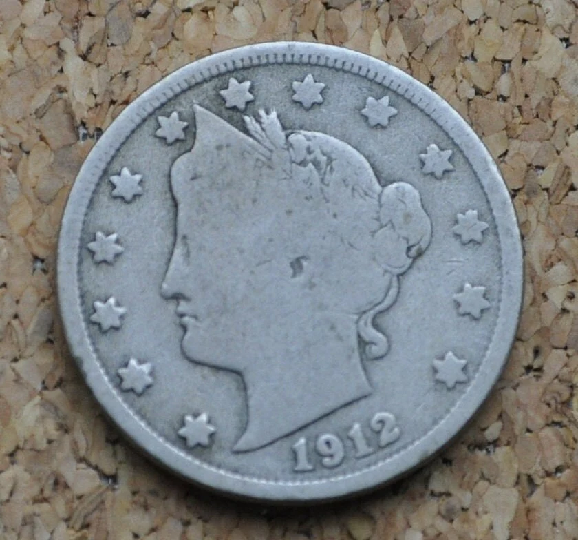 1912 D Liberty Head Nickel - G-VG (Good to Very Good) Grade / Condition - Denver Mint - Liberty Nickel 1912 D Nickel 1912-D V Nickel - Image 3
