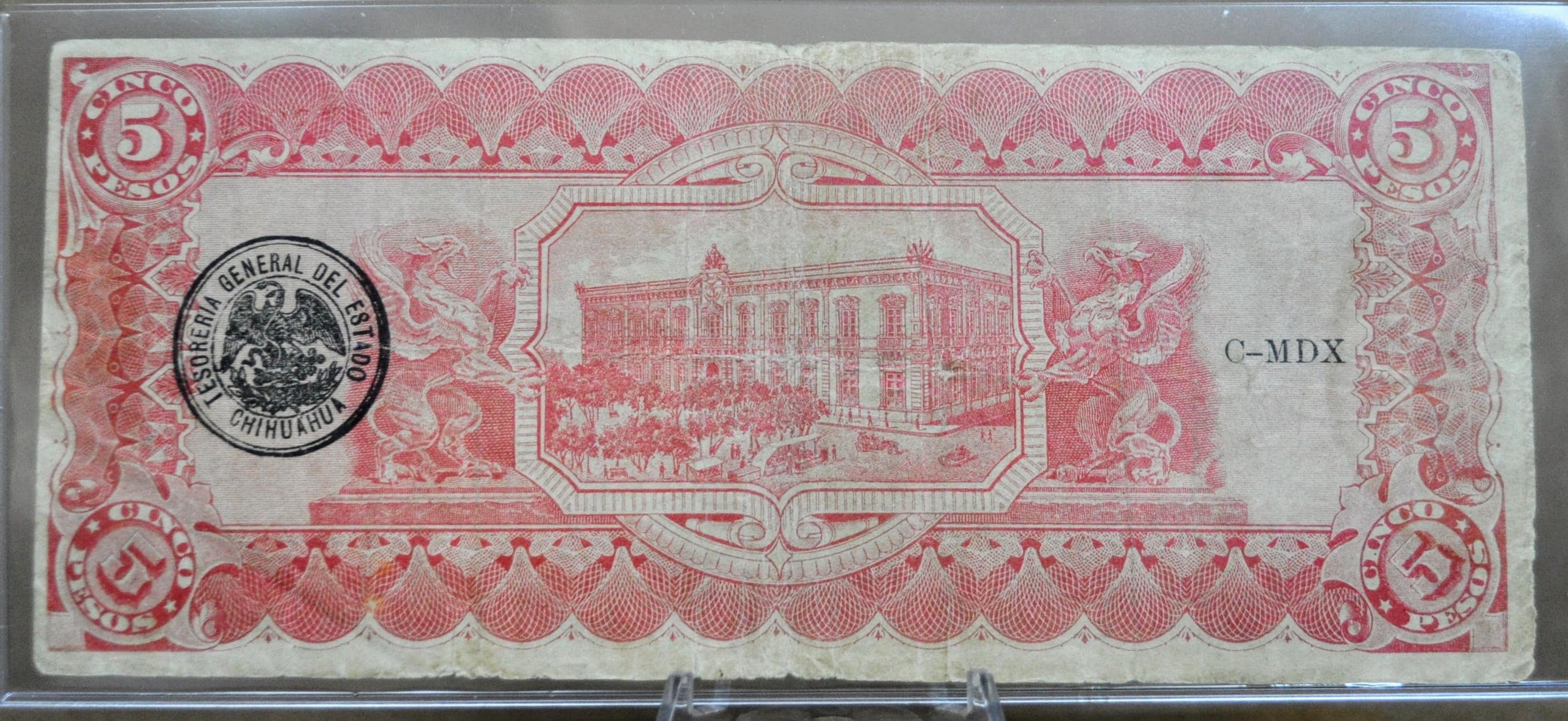 1914 Chihuahua Revolutionary 5 Pesos Note - Series C - Choose by Seal Type - 1914 Mexico Revolution Five Pesos Note - P#S531d P#S531f - Image 4