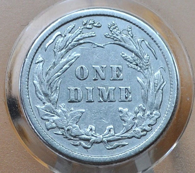 1916 Barber Silver Dime - XF Details, Cleaned - Philadelphia Mint 1916 US 1 Dime 1916, First Year - Image 2