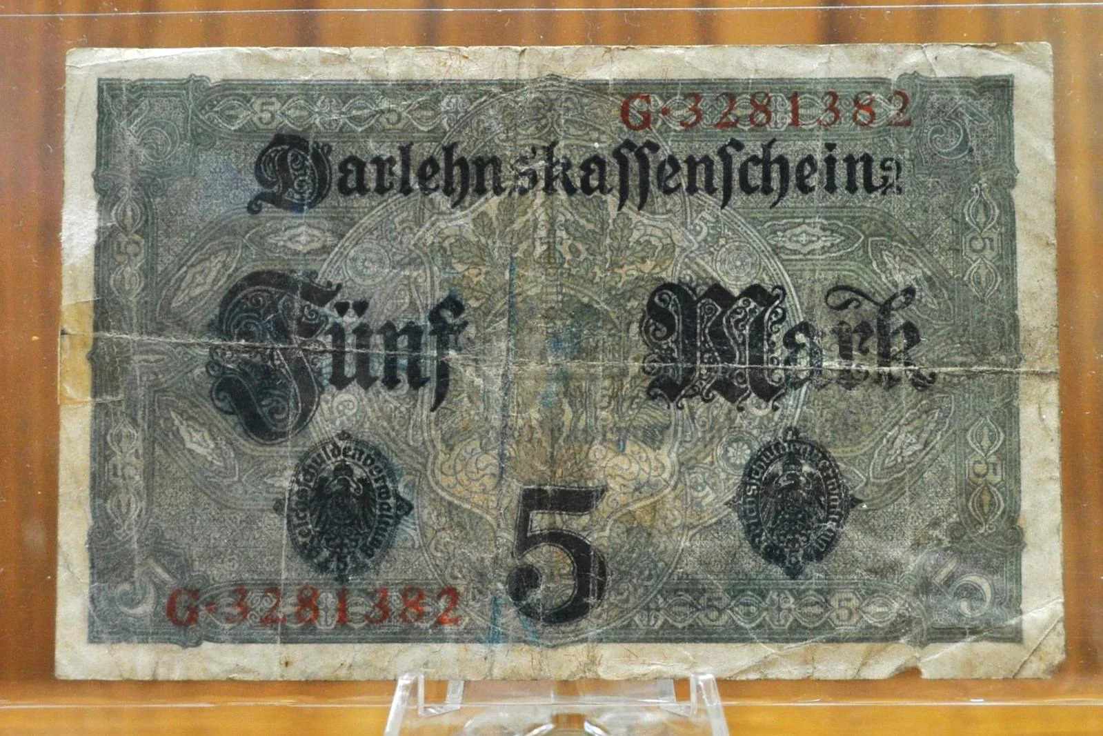 1917 5 Mark Darlehnskassenschien Paper Note - Choice of Serial Number Type - WWI era German Paper Money- 1917 German Five Mark Note- P#56a/b - Image 4