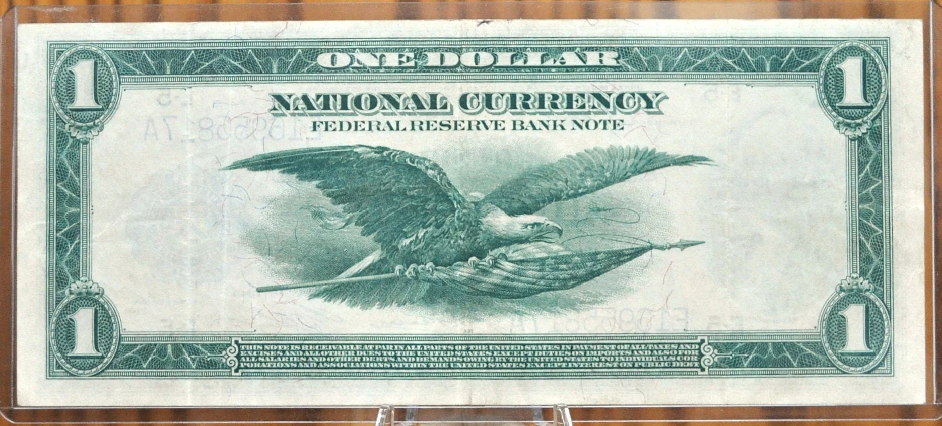 1918 1 Dollar Federal Reserve Bank Note Large Size Fr#722 - AU, Crisp Note, Richmond, 1918 One Dollar Bill, Old US Paper Money, Horseblanket - Image 2
