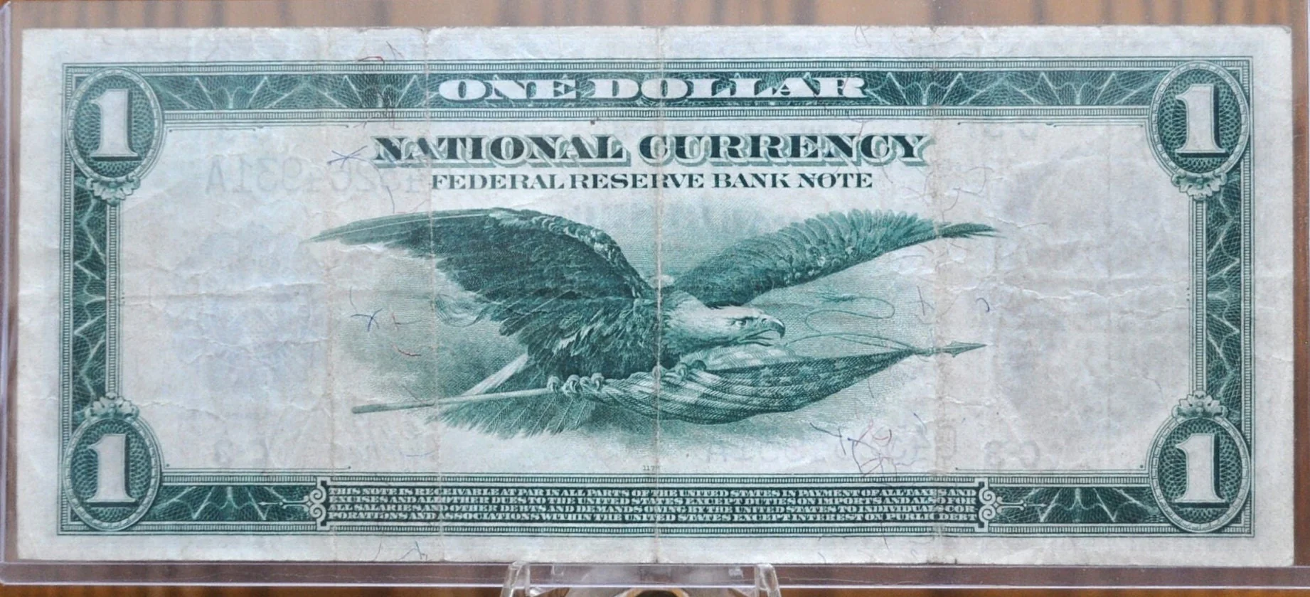1918 1 Dollar Federal Reserve Note Large Size Fr717 - XF, Nice Note, Philadelphia, 1918 One Dollar National Currency Note Fr#717 - Image 2