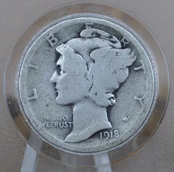 1918-S Mercury Dime - Choose by Grade - San Francisco Mint - Good Detail - 1918 S Mercury Head Dime - 1918 Winged Liberty Head Dime - Image 3