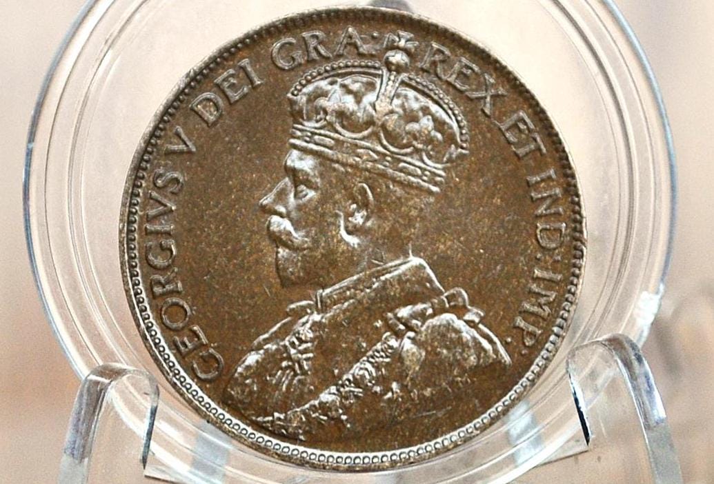 1920 Canadian Cent - Choose by Grade  - King George V One Cent Canada 1920 Large Size - 1920 Canadian Penny Large 1920 - Image 2