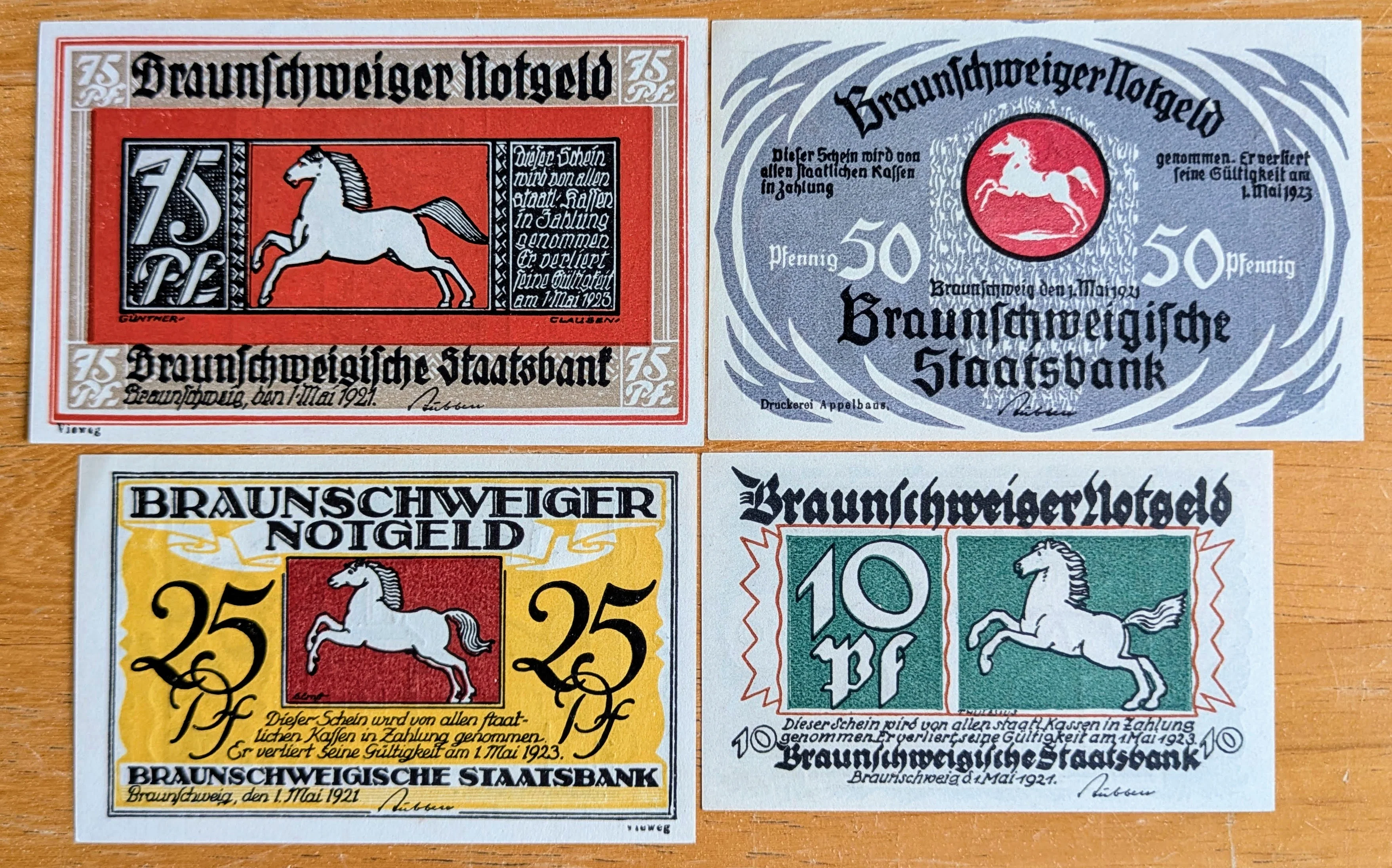 1921 Braunschweiger 10, 25, 50, 75 Pfennig Notgeld Set - Bad Blankenburg Series - 1921 German Emergency Complete Notgeld Set - Image 2