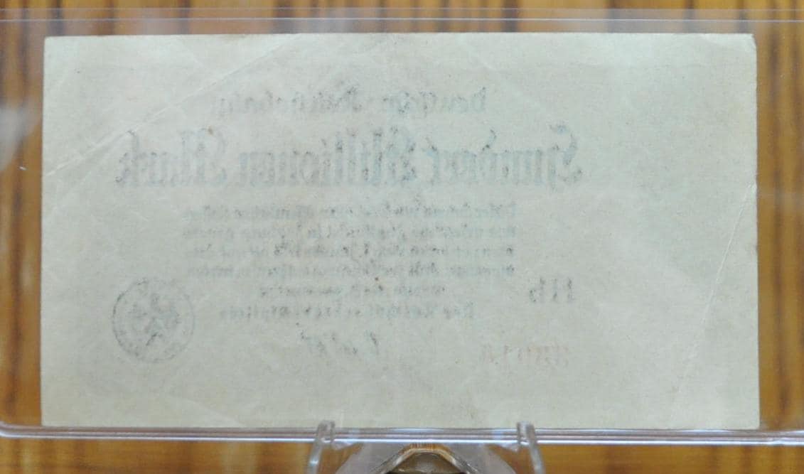 1923 100 Million Mark German Paper Note- Deutsche Reichsbahn Note - WWI Inflation - 1923 One Hundred Million Mark Note - P#S1017a - Image 2