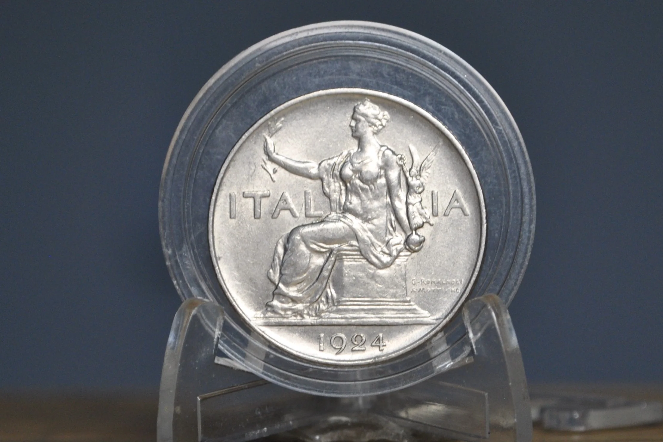 1924 1 Lira - Choice Uncirculated -  L.1 Italian Coin 1924 - Beautiful Coin - 1924 L1 Italy One lire - Nickel Composition - Image 3