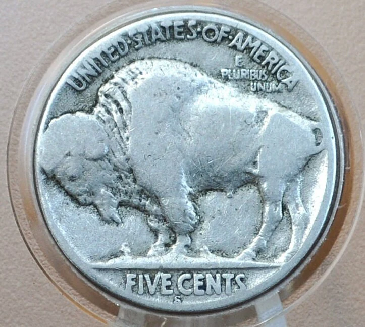 1924-S Buffalo Nickel - Fine Grade / Condition; Key Date - S Mint 1924 Nickel Indian Head Nickel 1924 S - Rare Coin, Low Mintage - Image 2