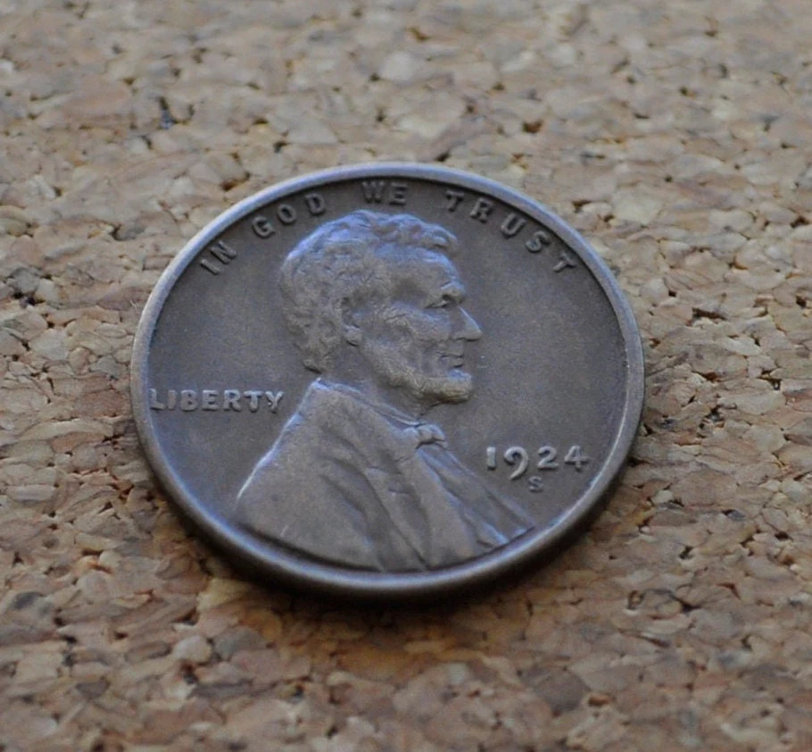 1924-S Wheat Penny - XF (Extremely Fine) Grade / Condition - San Francisco Mint - 1924 S Wheat Ear Cent - Image 5
