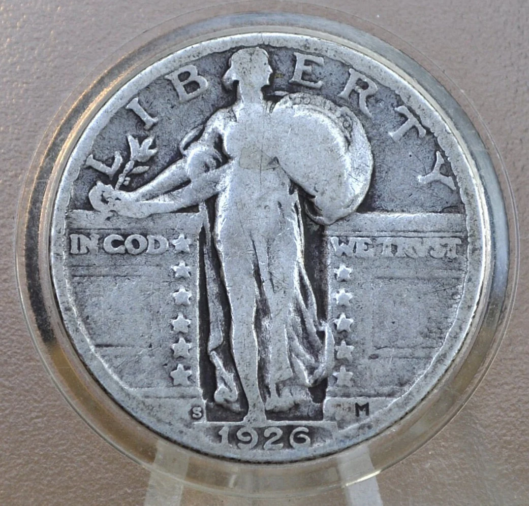 1926 S Standing Liberty Quarter - VG - 1926-S Standing Liberty Silver Quarter - San Francisco Mint Mark - Image 3