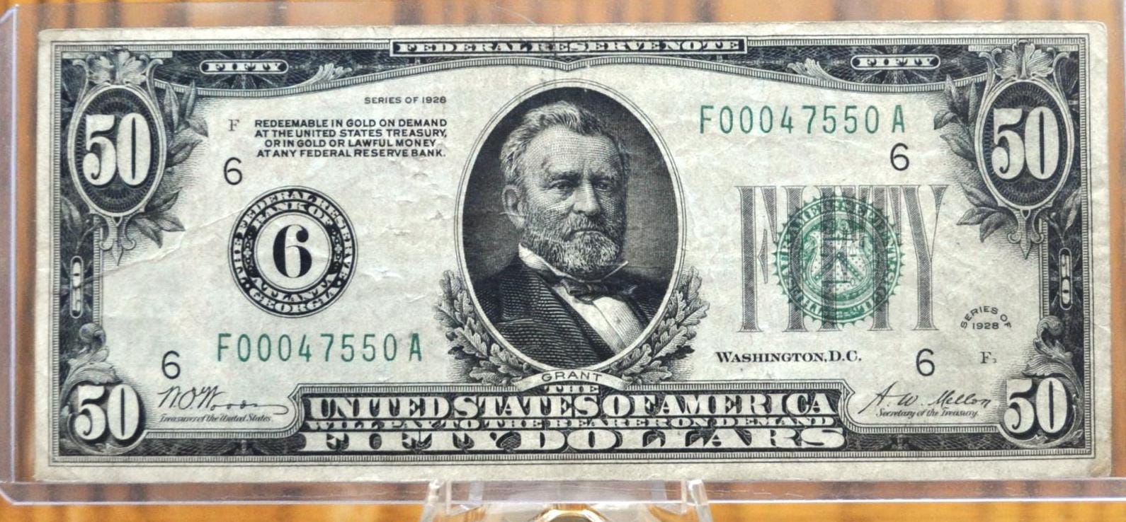 1928 Federal Reserve 50 Dollar Note - Extremely Fine (XF) - Choice of Bank - 1928 Fifty Dollar Federal Reserve Numeral Note - Fr.2100 - Image 3