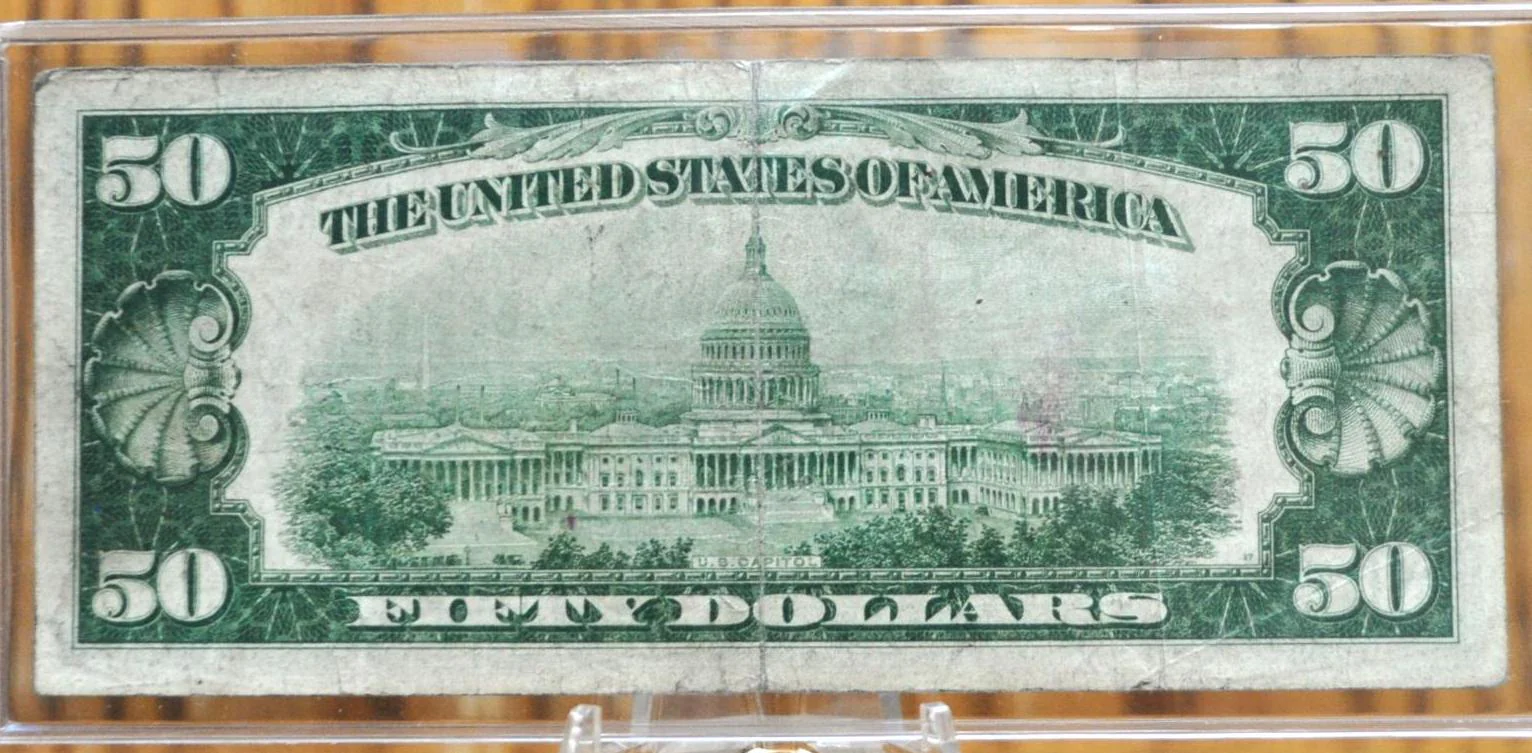 1928A Federal Reserve 50 Dollar Note - Very Fine (VF) - New York (B) Issue - DGS - 1928 A Fifty Dollar Federal Reserve NY Note - Fr.2101-B - Image 2