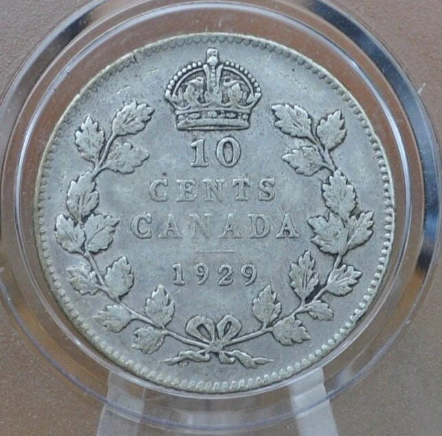 1929 Canadian Silver 10 Cent Coin - VF-XF (Very to Extremely Fine) Choose by Grade - King George V - Canada 10 Cent 80% Silver 1929 - Image 3