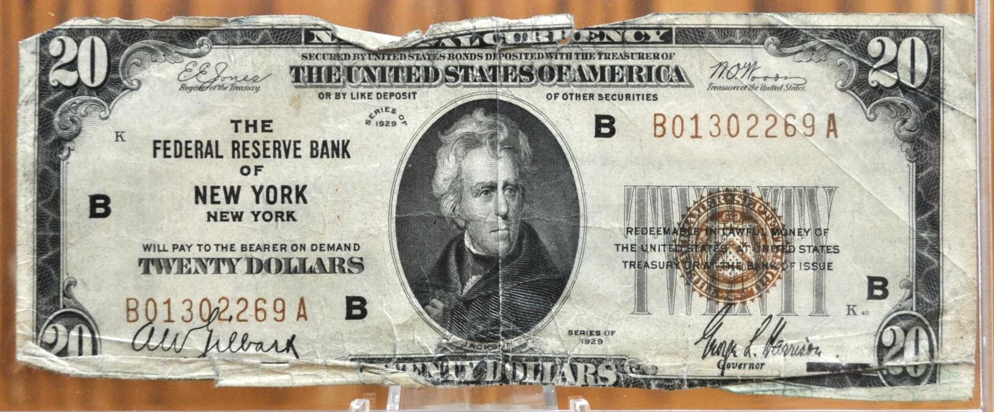 1929 National Currency 20 Dollar Note - Choice of Grade - New York (B) Bank Issue - 1929 B Twenty Dollar Federal Reserve Bank - Fr#1870-B - Image 3