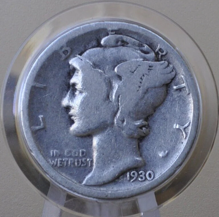 1930-S Mercury Silver Dime - G-F (Good to Fine) Choose by Grade -San Francisco Mint- 1930 S Mercury Dime 1930 S Winged Liberty Head - Image 3