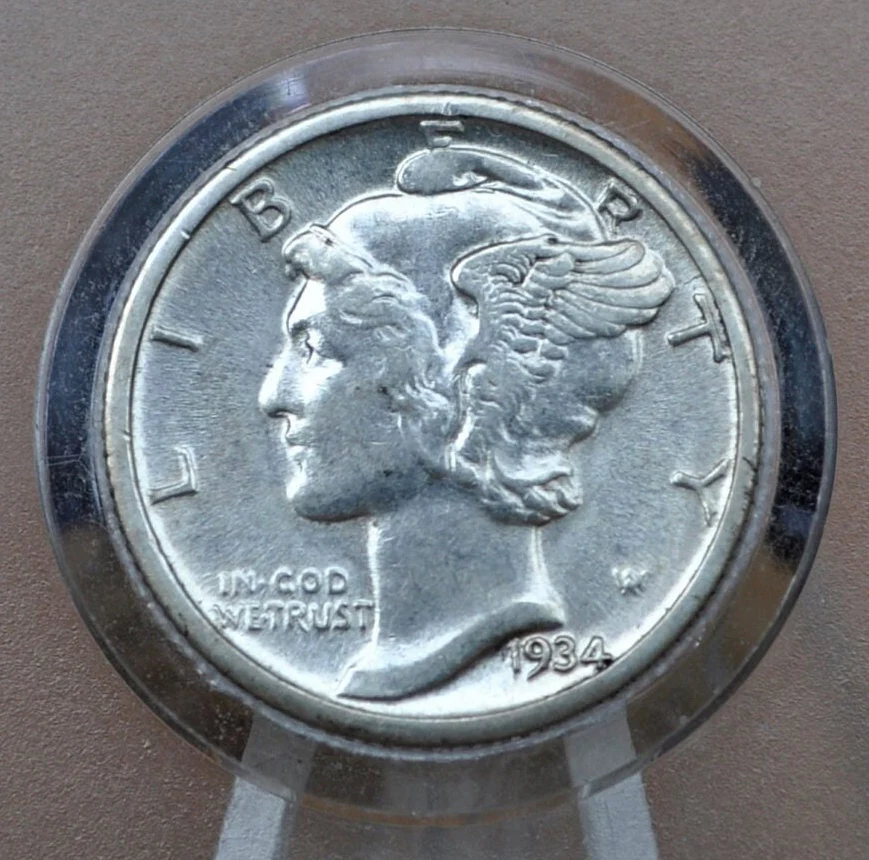1934 Mercury Dime - Choose by Grade / Condition - Philadelphia Mint - 1934-P Mercury Dime - Winged Liberty Head Silver Dime 1934 - Image 5
