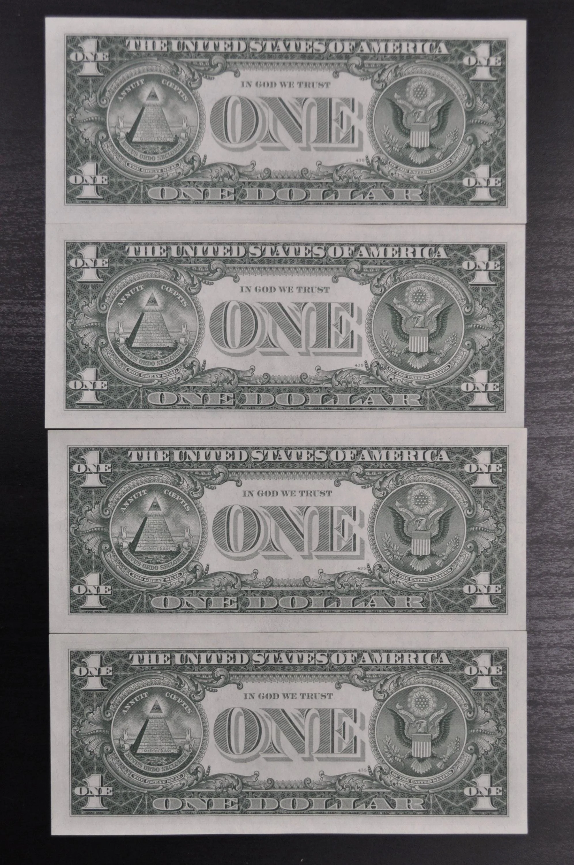1957 B Silver Certificate 1 Dollar Notes Set - AU (About Uncirculated) - Set of 4 Consecutive Serial Notes - 1957B One Dollar Set - Fr#1621 - Image 2