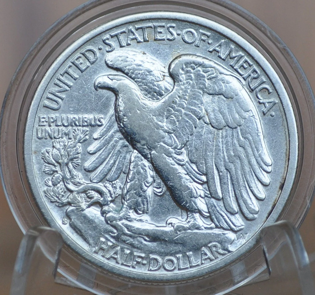 1936-S Walking Liberty Silver Half Dollar - F-Vf (Fine To Very Fine) Grade - San Francisco - 1936S Liberty Walking Half Dollar 1936 S Wlh - Image 2