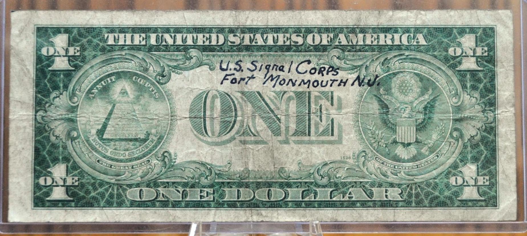 1942 Short Snorter Signed 1935-A Silver Certificate Note - 6.17.42, U.S. Signal Corps, Fort Monmouth - WW2 Short Snorter Silver Certificate - Image 2