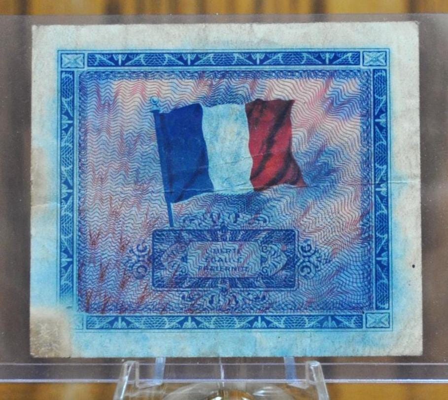 1944 France Allied Military 5 Franc Paper Note - WWII Era Allied Franc Note - Series 2- 1944 French Five Francs Allied Military Note- P#115b - Image 2