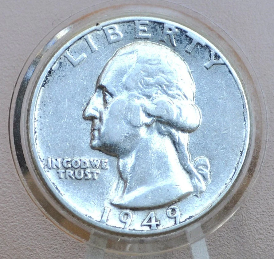 1949 Washington Silver Quarter - Choose by Grade - Philadelphia Mint -1949 Quarter- 1949 P Washington - 1949 P Quarter - 1949 Silver Quarter - Image 3