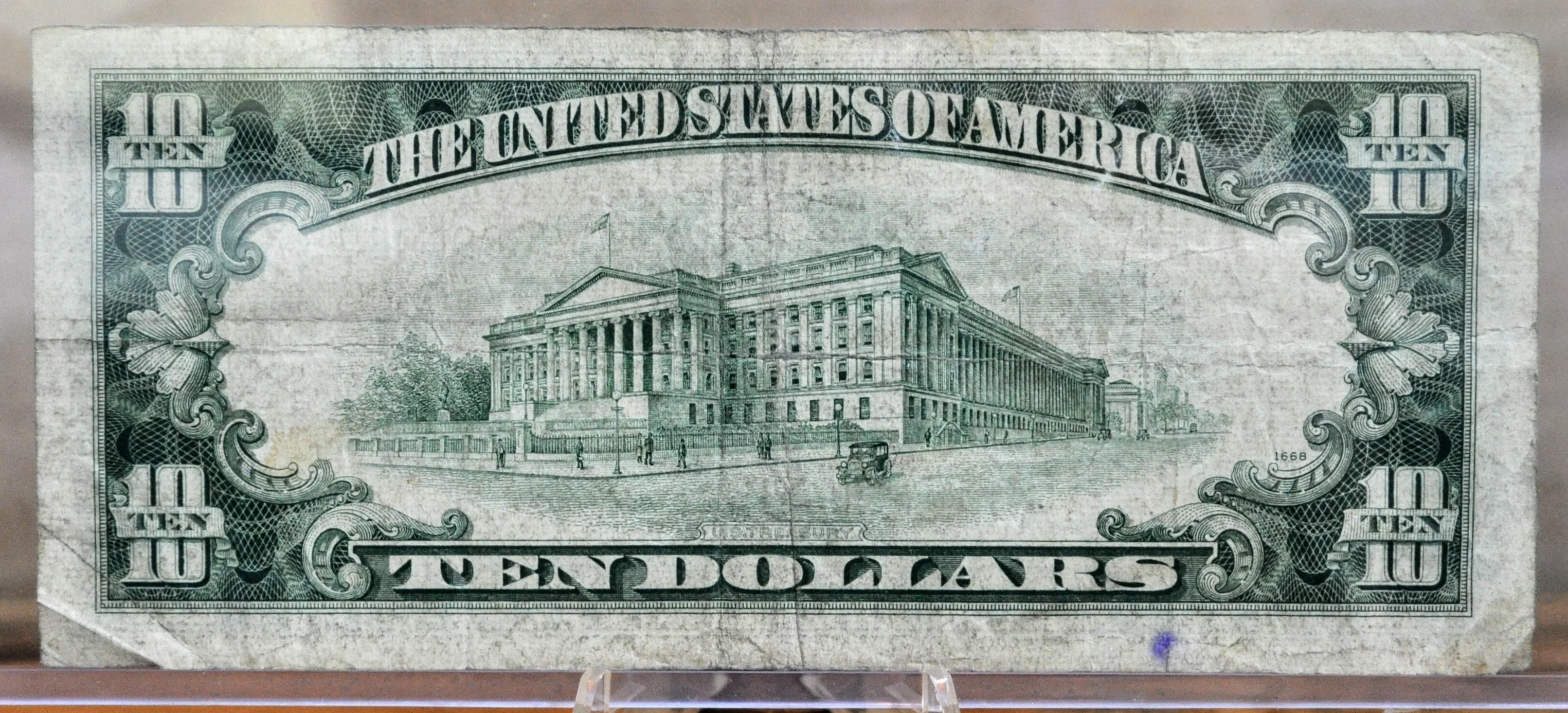 1950-B Fancy High Pattern Serial Number 10 Dollar Note - 98894023 - Boston (A) Issue - 1950B Ten Dollar Green Seal Note - Fr#2012-A - Image 2