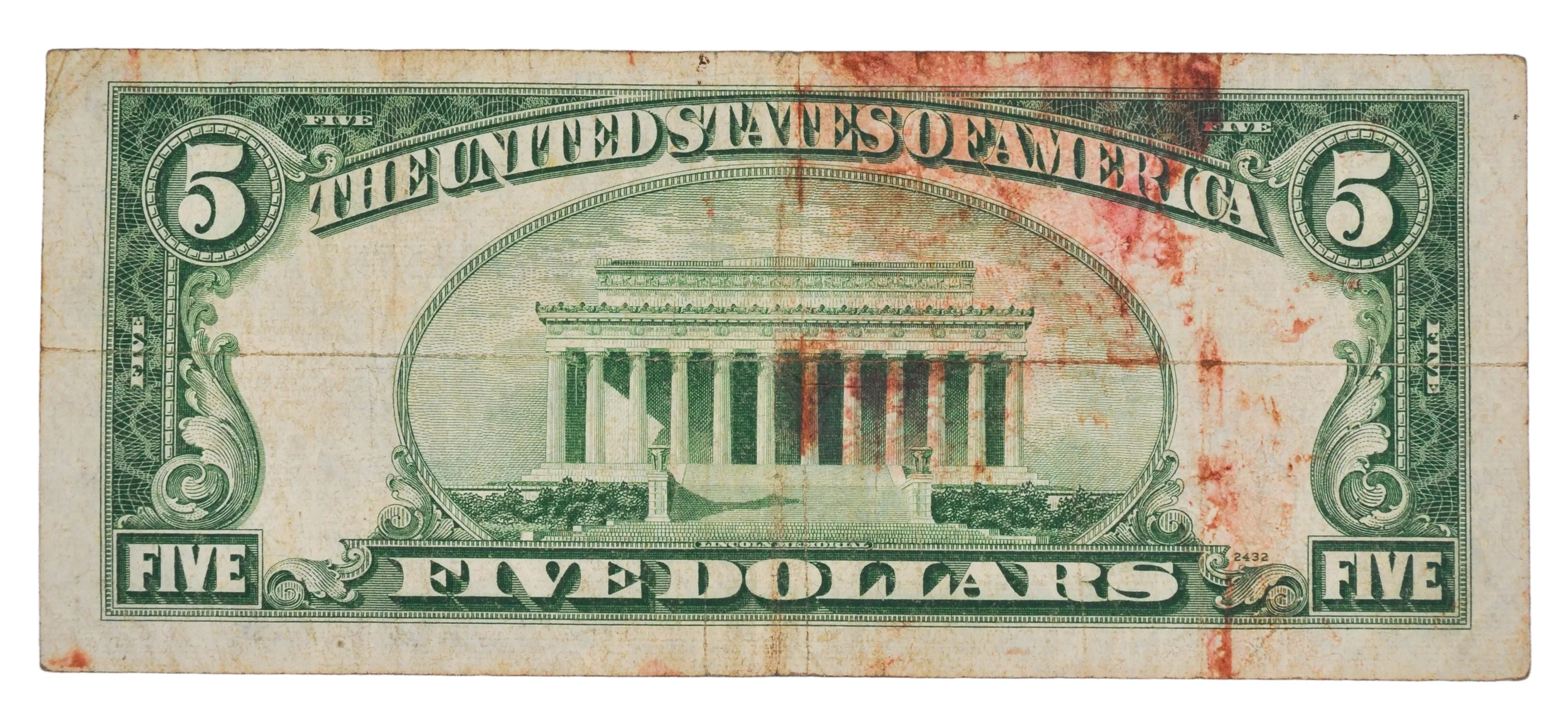 1953A Fancy Bookend Serial Number 5 Dollar Silver Cert - 47015747 - 1953-A Blue Seal Five Dollars Note Cool Serial - Fr.1656 - Image 2