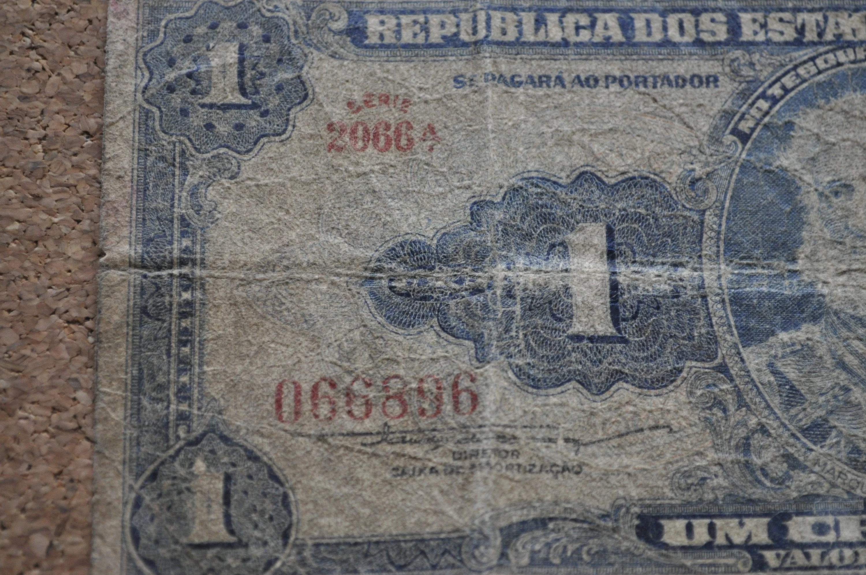 1954 Brazilian 1 Cruzeiro Banknote - One Cruzeiro Paper Note - Marquis of Tamandaré - Image 8