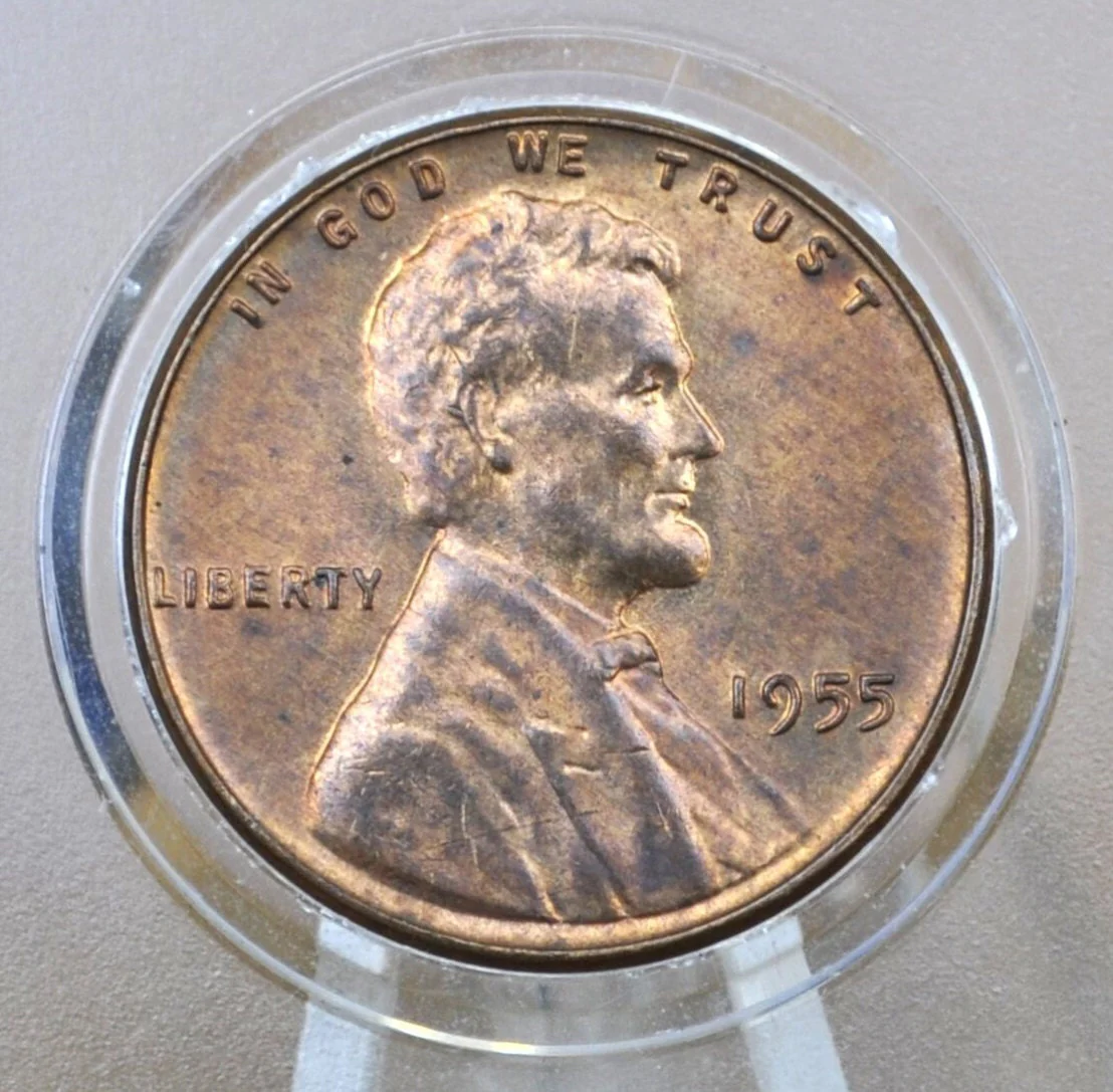 1955 P,D,S Wheat Penny - AU/BU - San Francisco, Philadelphia, Denver Mints - Collectible Coin - 1955 S Wheat Cent 1955 D 1955 P Lincoln Cent - Image 2