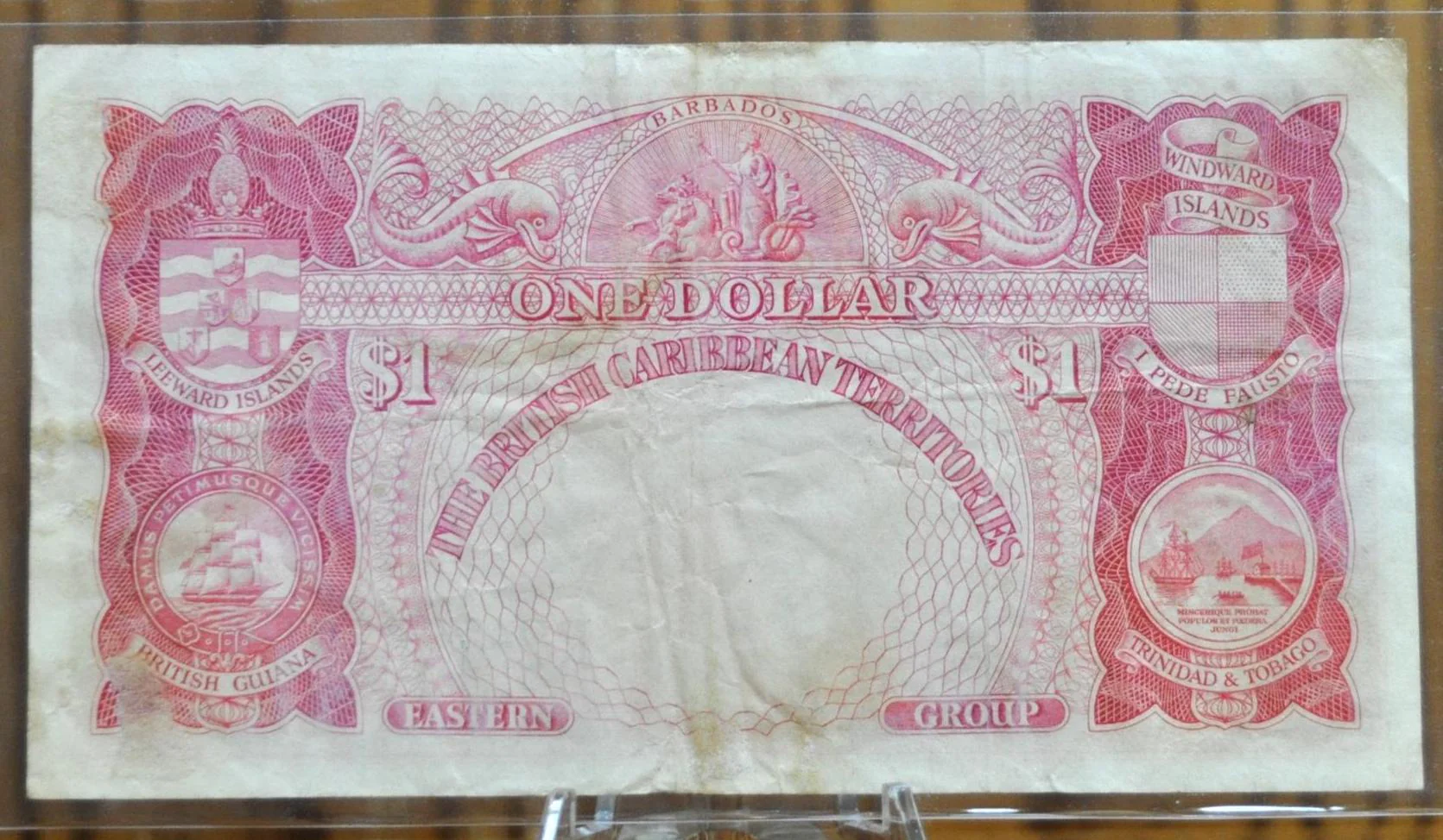 1954-56 British Caribbean Territories 1 Dollar Note - Choice of Year - 1956 East Caribbean British Territories One Dollar Note 1954 - P#7b - Image 4