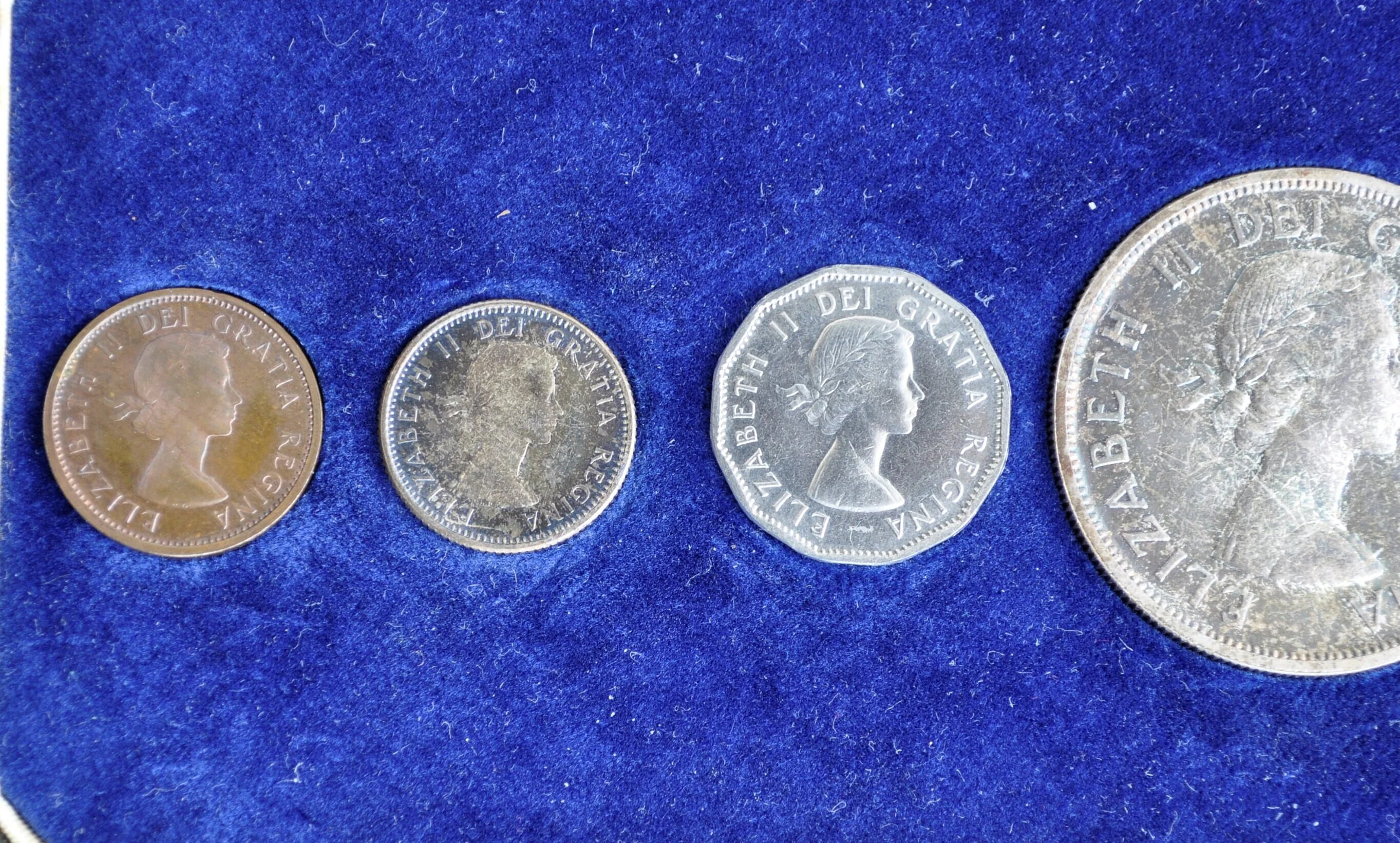 1957 Canadian Prooflike Set - Toned Over Time - Full Set of all 6 Coins - 1957 Canada Prooflike set as issued by The Royal Canadian Mint - Image 4