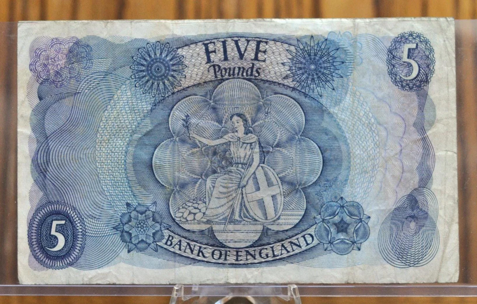 1963-66 Bank of England 5 Pound Note - J. Q. Hollom Signature - Very Fine (VF) - Queen Elizabeth II - 1963 Five Pound British Note - P#375a - Image 2