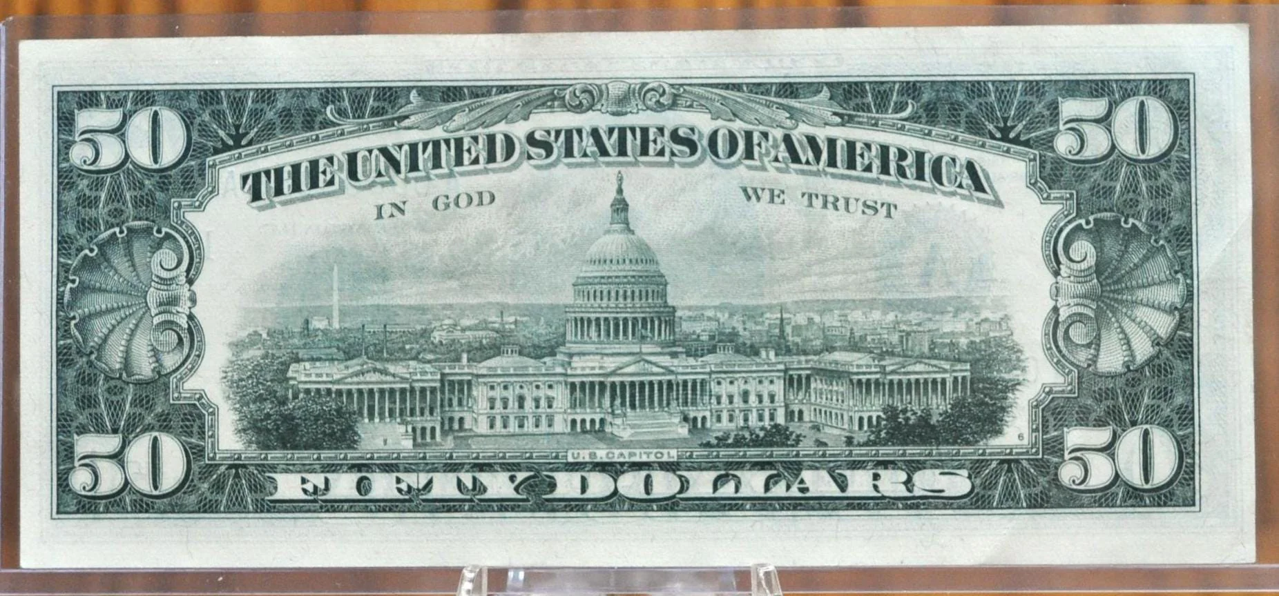 1963-A Federal Reserve 50 Dollar Note - Boston MA (A) Note - Dark Green Seal - AU - 1963A Fifty Dollar Federal Reserve Note - Fr#2113-A - Image 2
