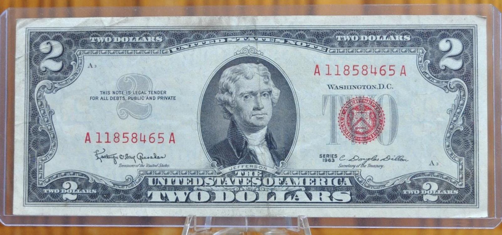 1963 Red Seal 2 Dollar Legal Tender - Choose by Grade - 1963 2 Dollar Bill 1963 Red Seal Two Dollar Bill - Image 3