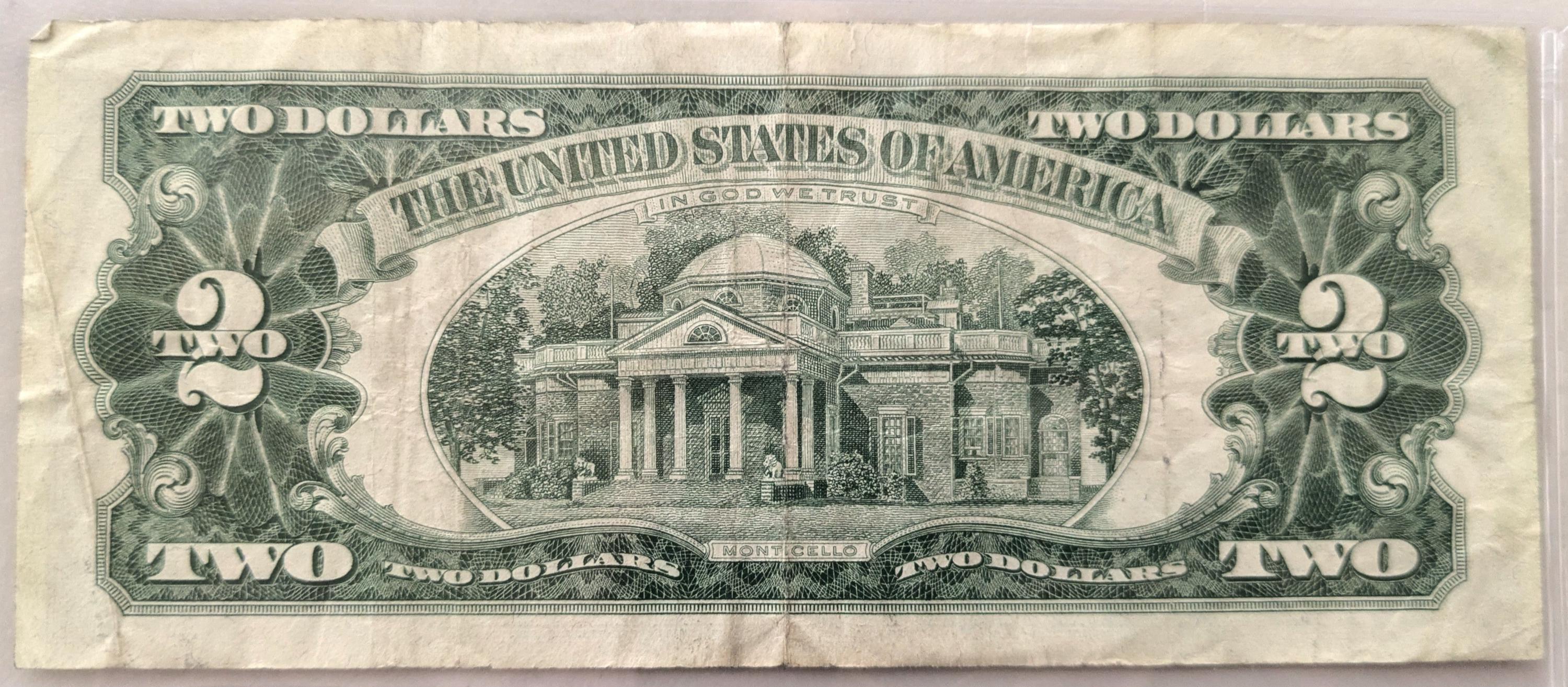 1963 STAR NOTE Red Seal 2 Dollar Note - VF (Very Fine) Grade - Low Serial Number, 6 Digits - 1963 Two Dollar U.S. Star Note - Fr#1513* - Image 6