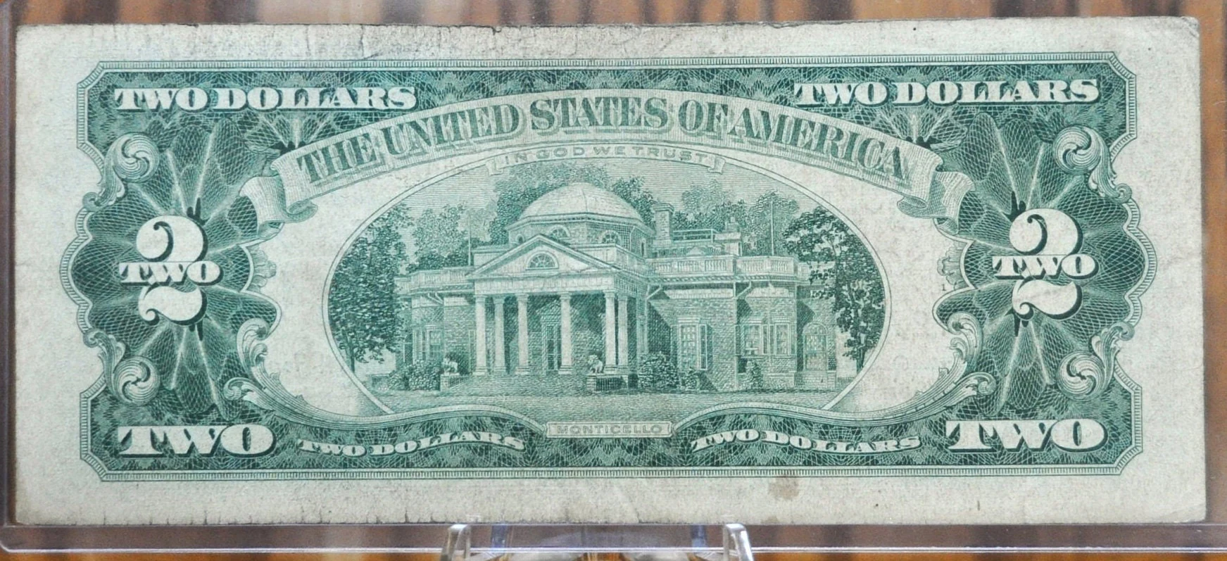 1963 STAR NOTE Red Seal 2 Dollar United States Note - F (Fine) Grade / Condition - 1963 Two Dollar U.S. Note 1963 Star Note Fr#1513* - Image 2