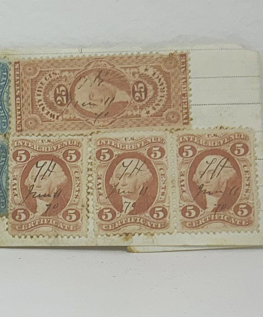 1870 Silk George Washington Internal Revenue and Insurance Stamp Set - Image 2