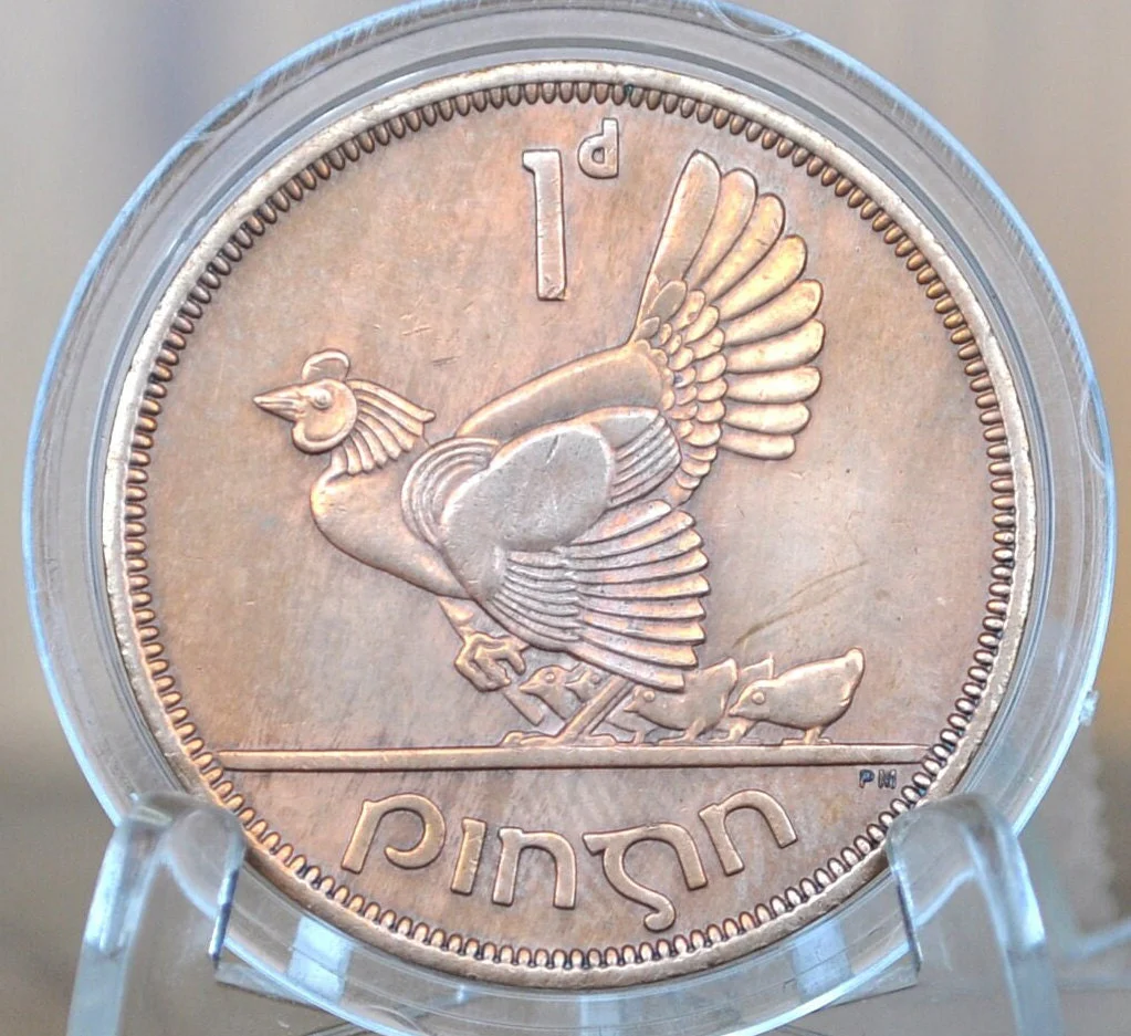 Irish 1 Penny Coins! - Choose by Date - Vintage Irish One Cent Coin Ireland - Hen with Chicks Design - Great for Gifts, Jewelry, 30's 40's+ - Image 7