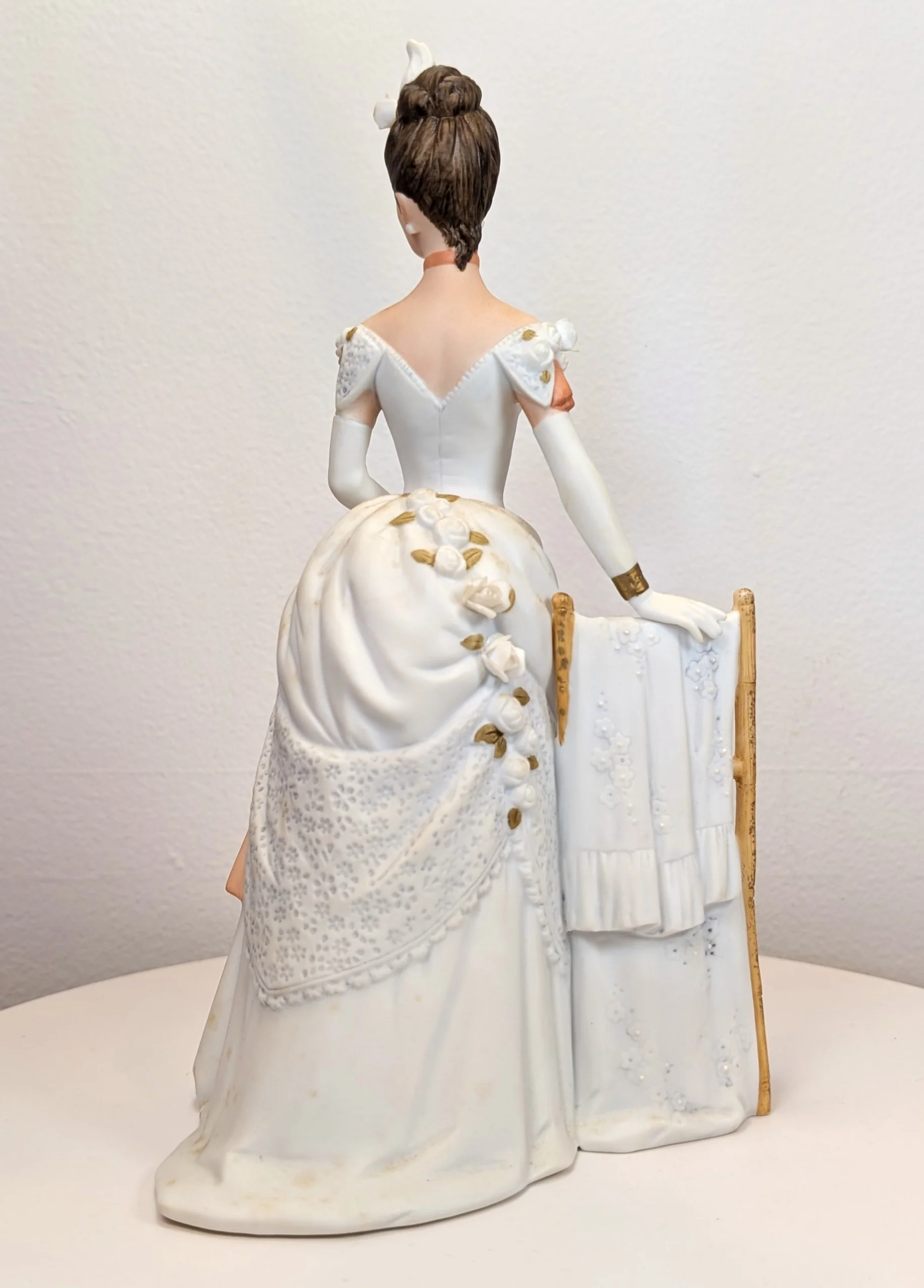 1986 Avon Mrs. Albee Award Porcelain Figurine - White Dress and Chair - Like New, No Box - Avon Presidents Club Award 1986 - Image 2