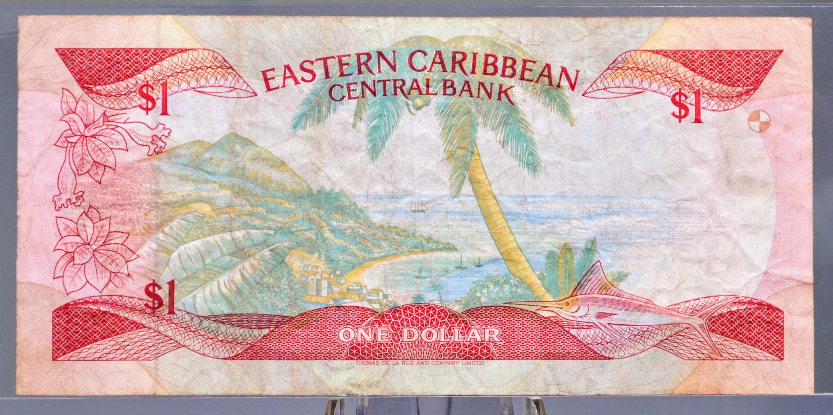 1988 (N.D.) East Caribbean States 1 Dollar Banknote - With Anguilla, St. Kitts & Nevis Issue- 1988 British Caribbean One Dollar Note - P#21k - Image 2