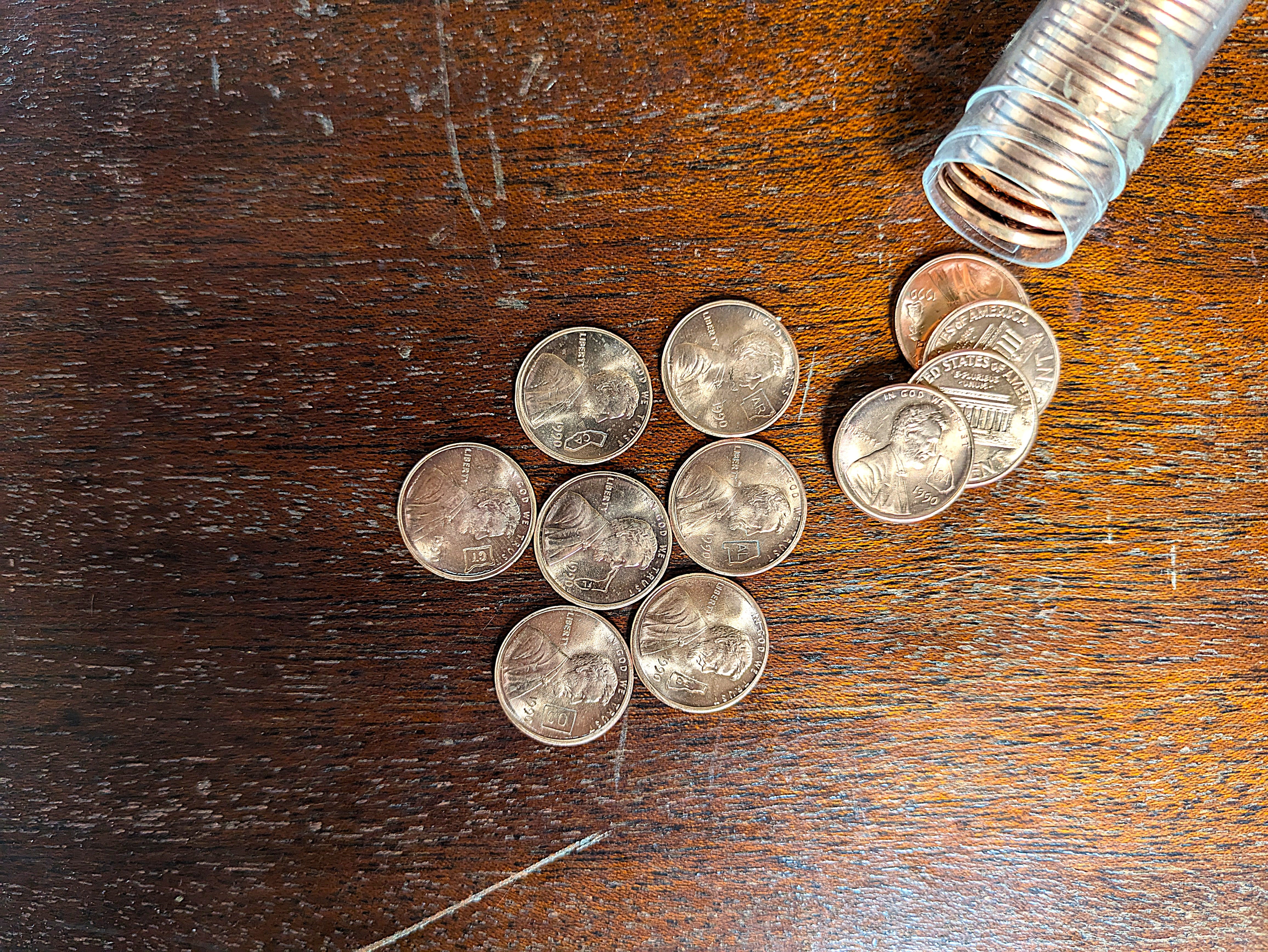 1990 50 Lincoln Memorial Penny State Counterstamps - Non-US Mint 50 Stamped Pennies - 1990 50 Lincoln State Pennies - 50 States 50 Pennies - Image 5