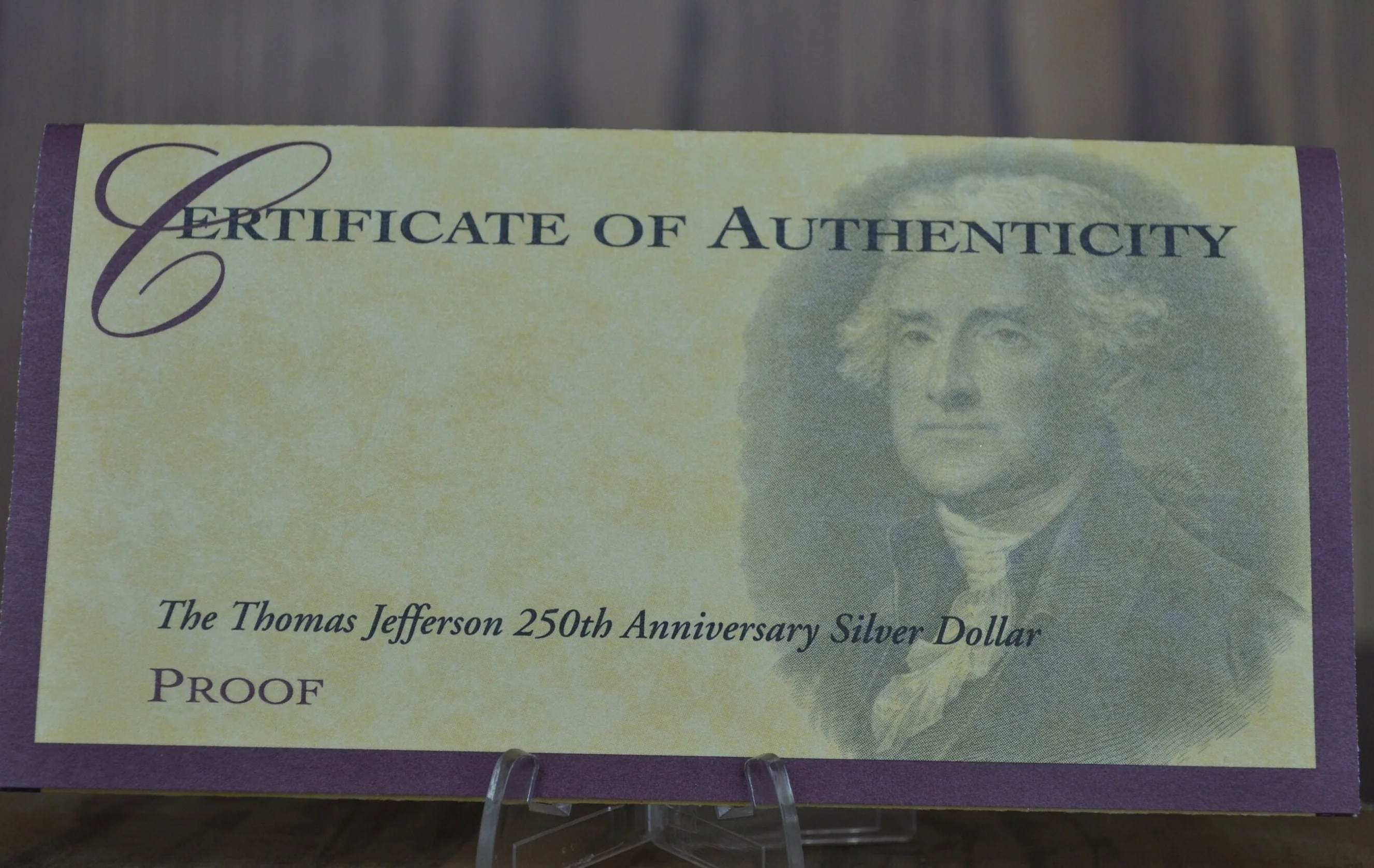 1993 Thomas Jefferson Silver Dollar - In Original Mint Case - Proof, Silver - The Architect of Democracy -- 1743-1993 250th Commemorative - Image 3