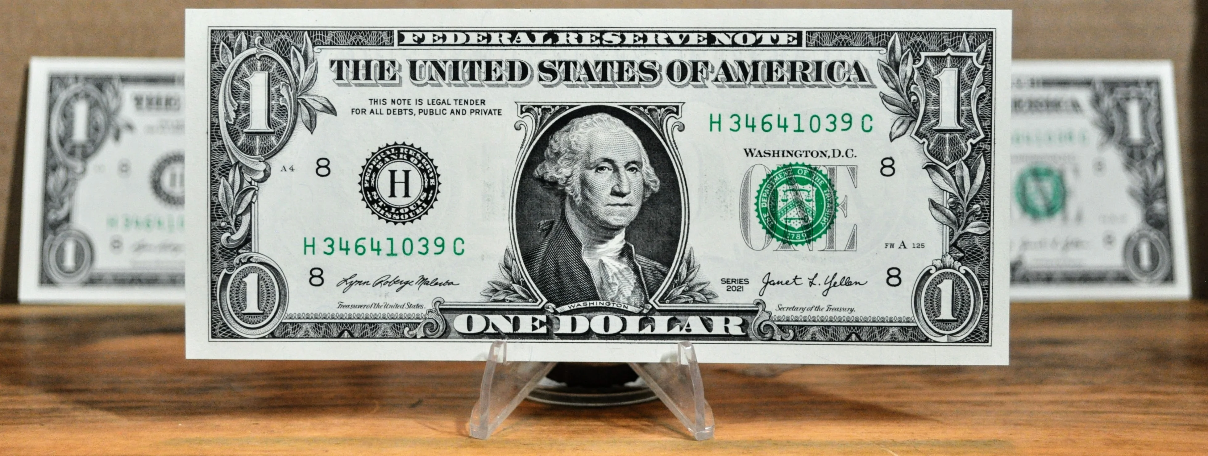 Set of 3 2021 1 Dollar Consecutive Federal Reserve Notes - St. Louis (H) Issue - 2021 One Dollar Sequential Serial Trio Notes - Fr.3007-H - Image 4