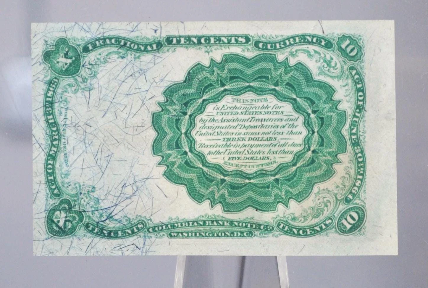 1874 5th Issue Fractional Currency 10 Cent - Choose by Grade/Condition - Long Key Seal - Fifth Issue Fractional Ten Cents Note - Fr. 1265 - Image 2