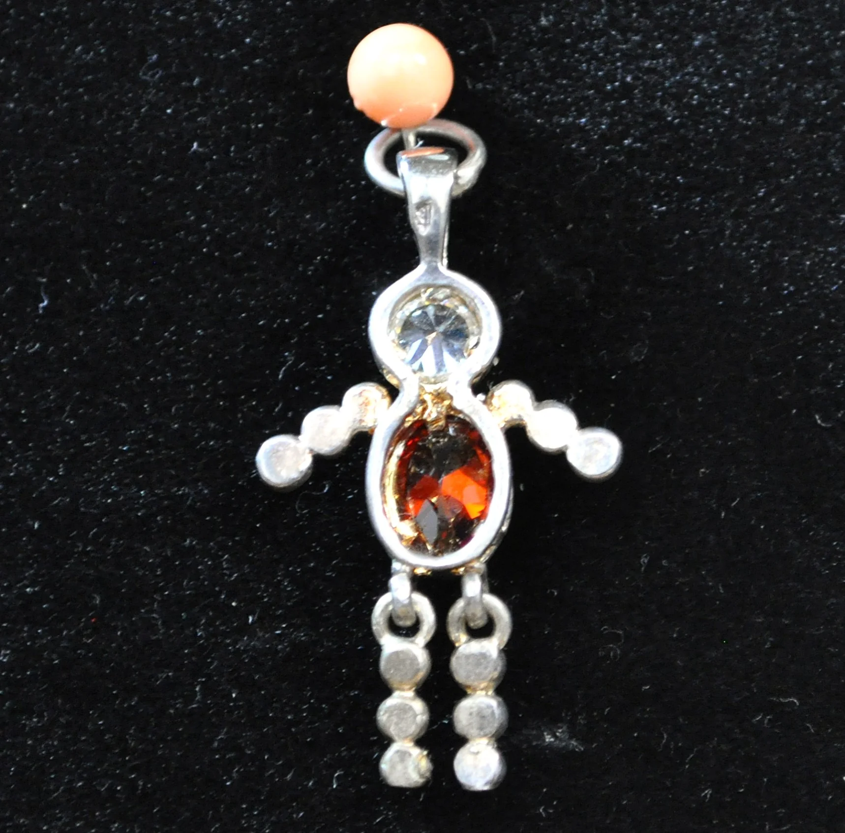 Vintage Sterling Silver Articulated "Little People" Pendant January Garnet Birthstone - 925 Silver "Birthstone Baby" Child Charm with Moving Arms and Legs - Image 2