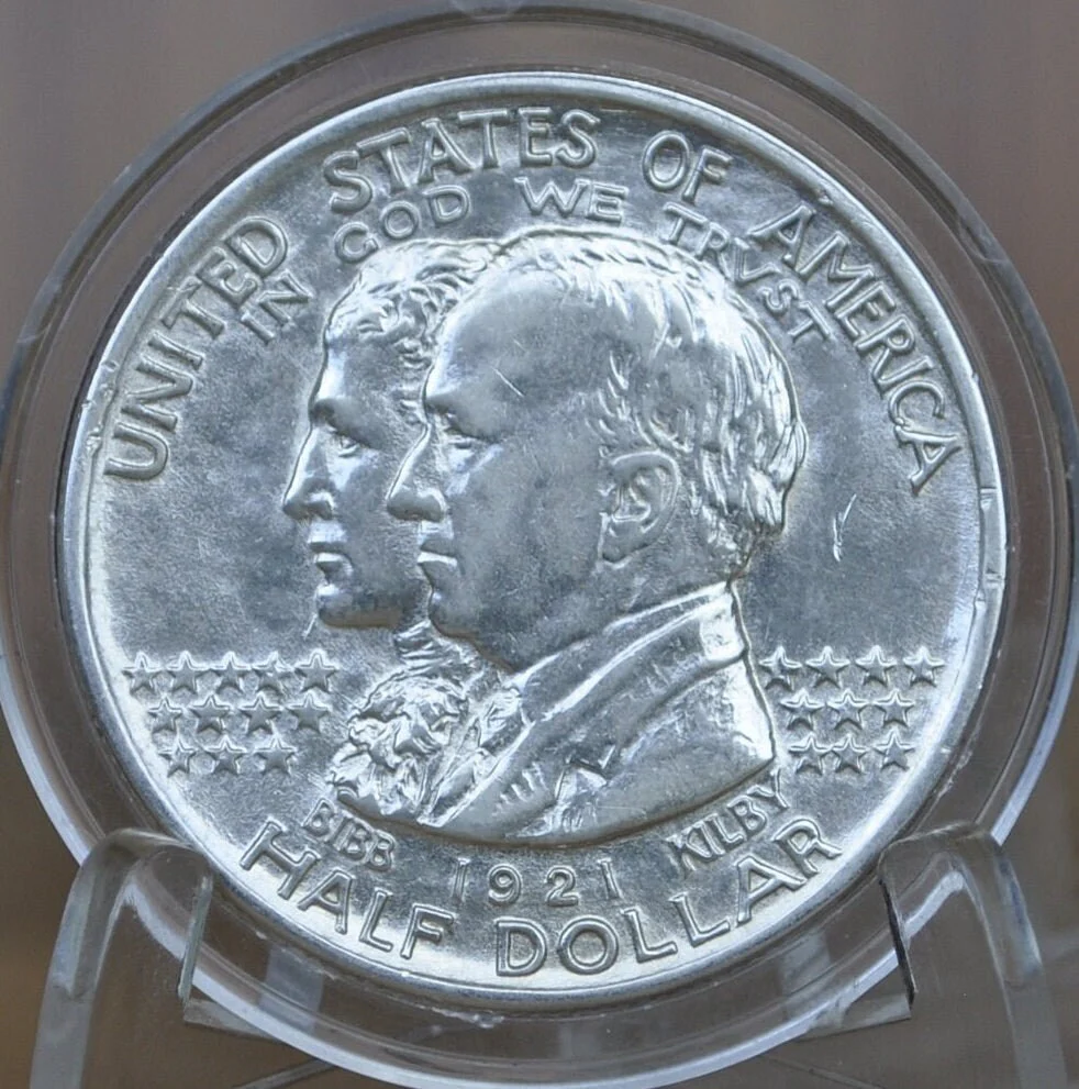 Authentic 1921 Alabama Half Dollar Commemorative Half Dollar - AU (About Uncirculated) - Alabama Centennial Half 1921, Original - Image 4