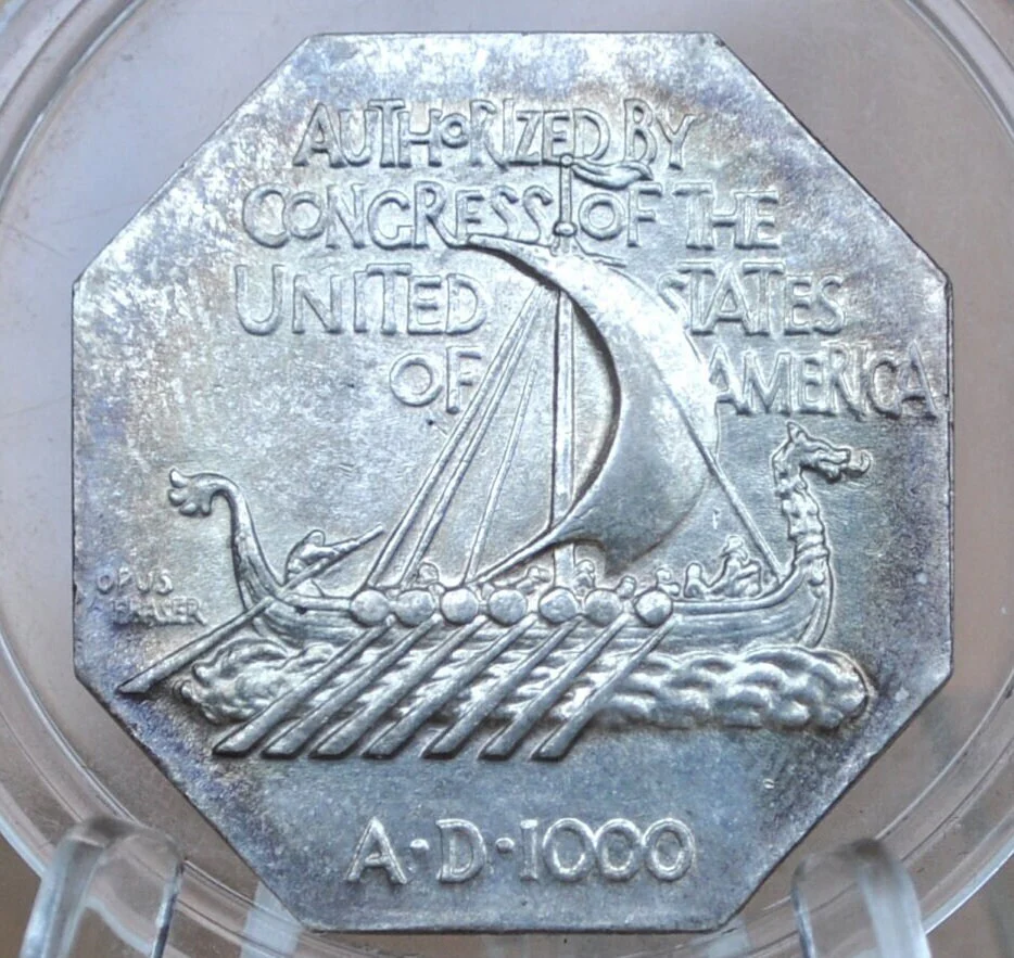 Authentic & Rare 1925 Norse Thick Silver Commemorative Medal - MS63 (Choice Uncirculated) - Norse-American Medal Silver Thick Variety - Image 2