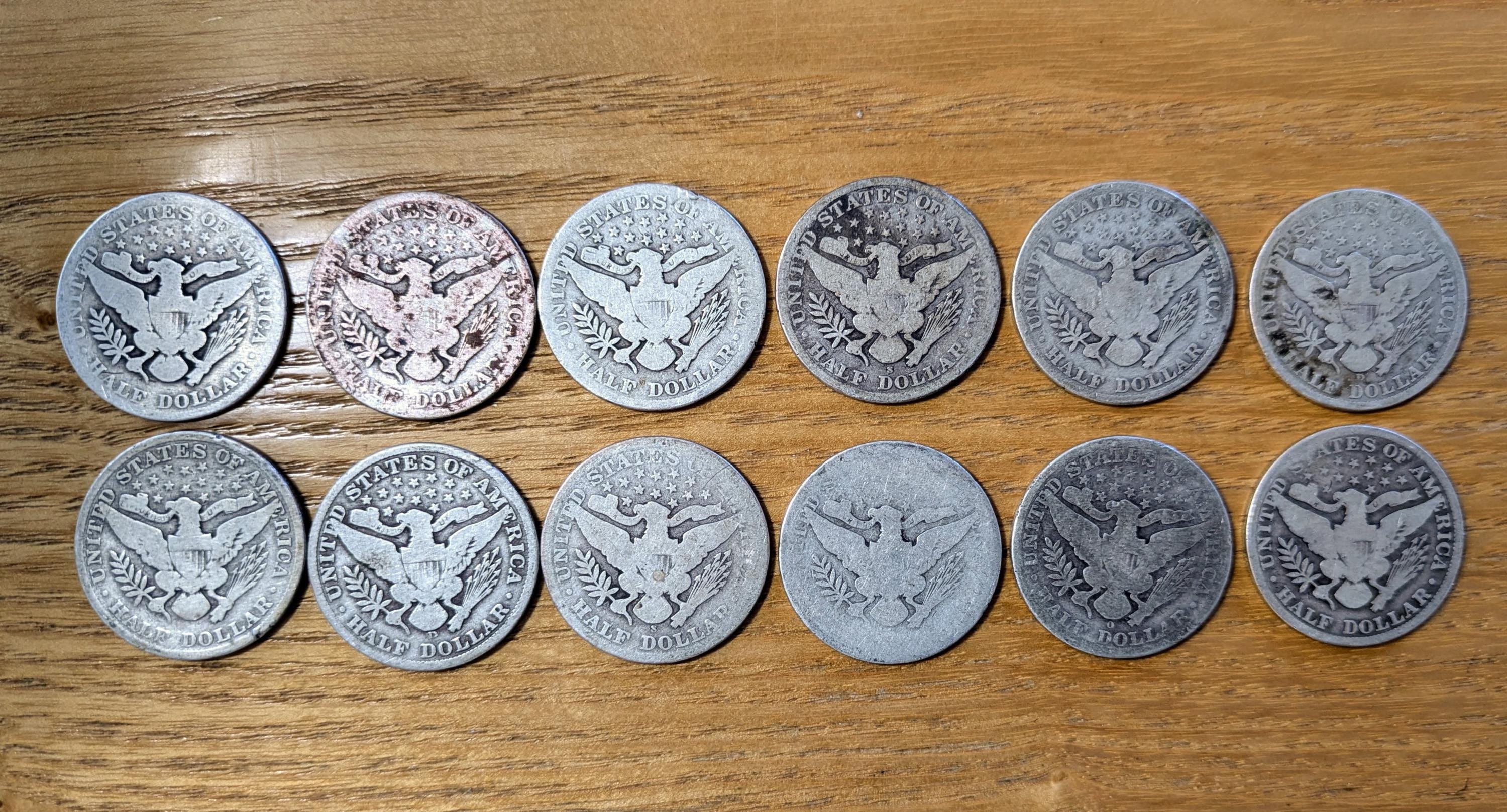 Barber Silver Half Dollar Collection - 12 Half Dollars - Various Dates and Mints - 1901-1909 - P, D, O, S - Image 2
